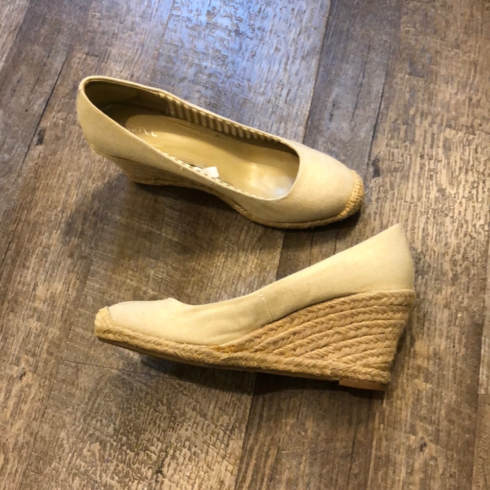 Nude/Tan wedge espadrille sandal- size 8